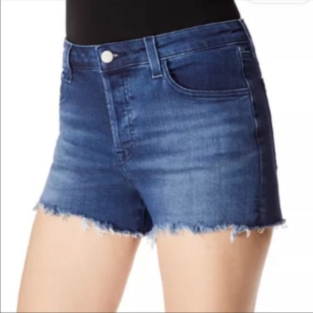 J BRAND Gracie mid Rise Denim Shorts in dk blue